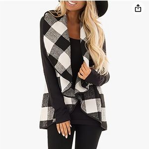 Buffalo Plaid Open Front Cardigan Vest